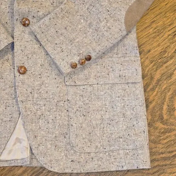 Farah Gray Tweed Blazer with Elbow Patches - Picture 3 of 15